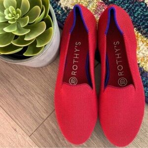 ROTHY'S Women’s Dark Red Knit Weave Flats Round Toe Sz 9